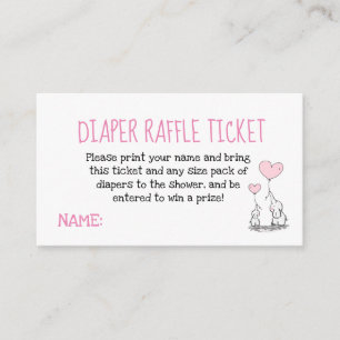 Elephant Pink Diaper Raffle Ticket Baby Shower Enclosure Card