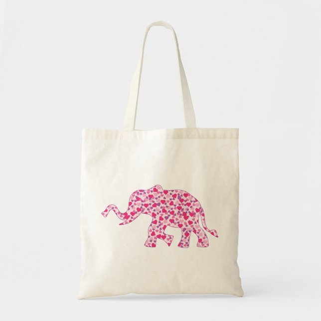 Elephant-Pink-Hearts (1) Tote Bag (Front)
