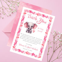 Elephant Pink Hearts Girl Baby Shower