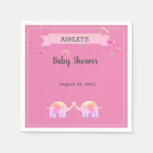 Elephant Pink/PurpleTwin Girls Baby Shower      Napkin