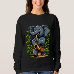 Elephant Playing Saxophone Funny Music Animal Love Sweatshirt