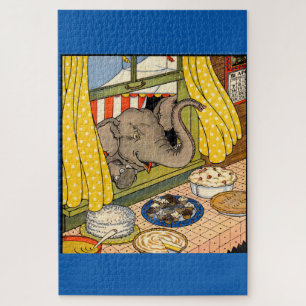 elephant poking his head through the window jigsaw puzzle