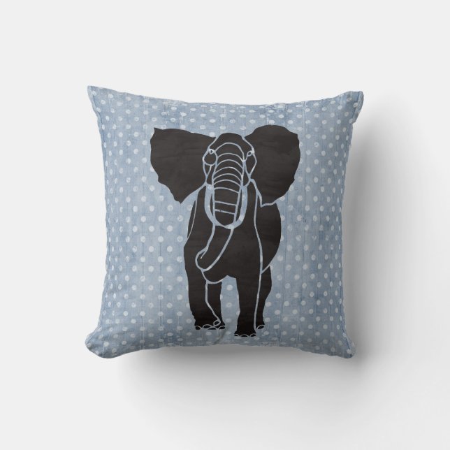 Elephant Polka Throw Pillow (Front)