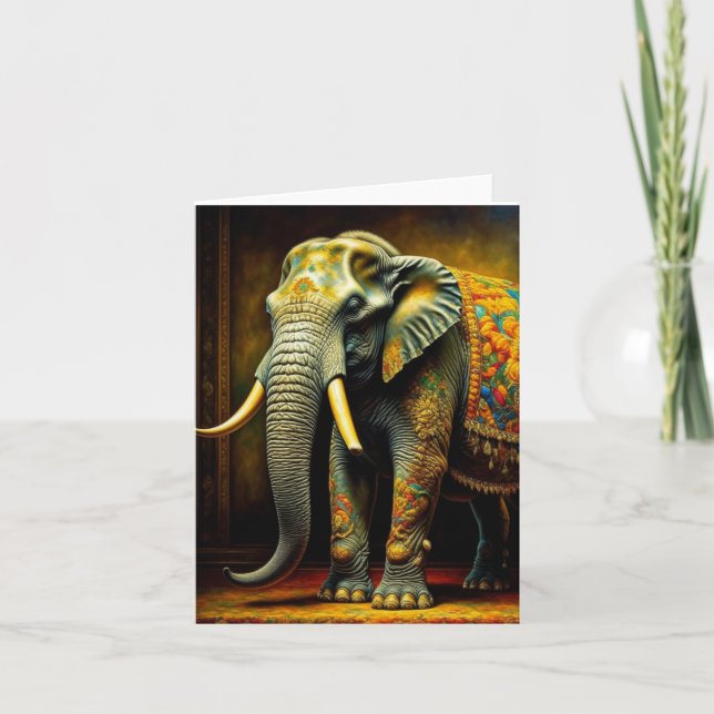 Elephant Portrait C Holiday Card (Front)