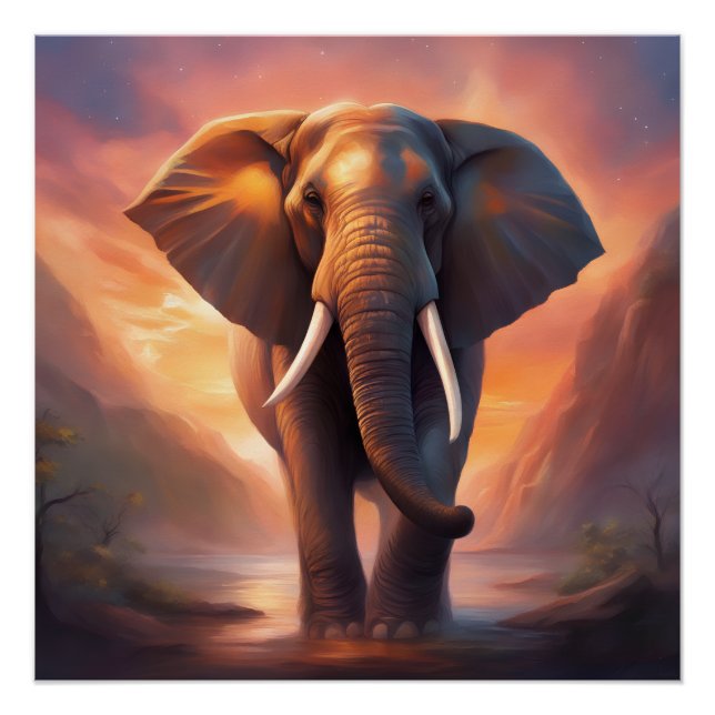 Elephant portrait digital poster (Front)