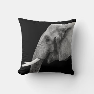 Elephant Portrait Safari Animal Throw Pillow