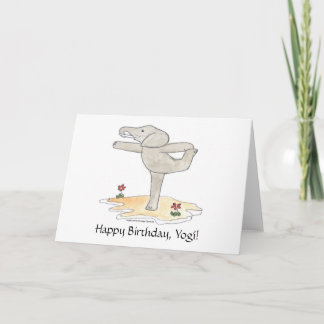 Elephant Practicing Yoga Dancer's pose Card