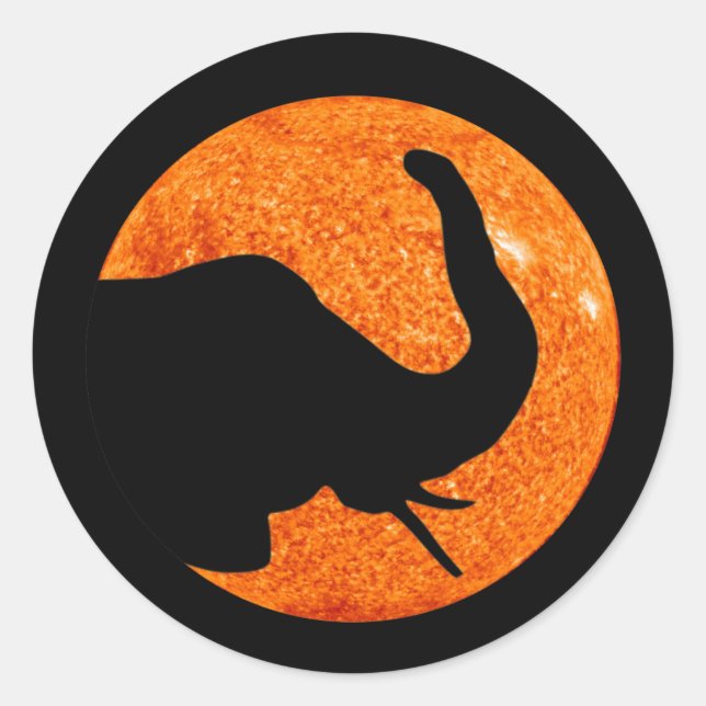 Elephant Profile Solar Eclipse Classic Round Sticker (Front)
