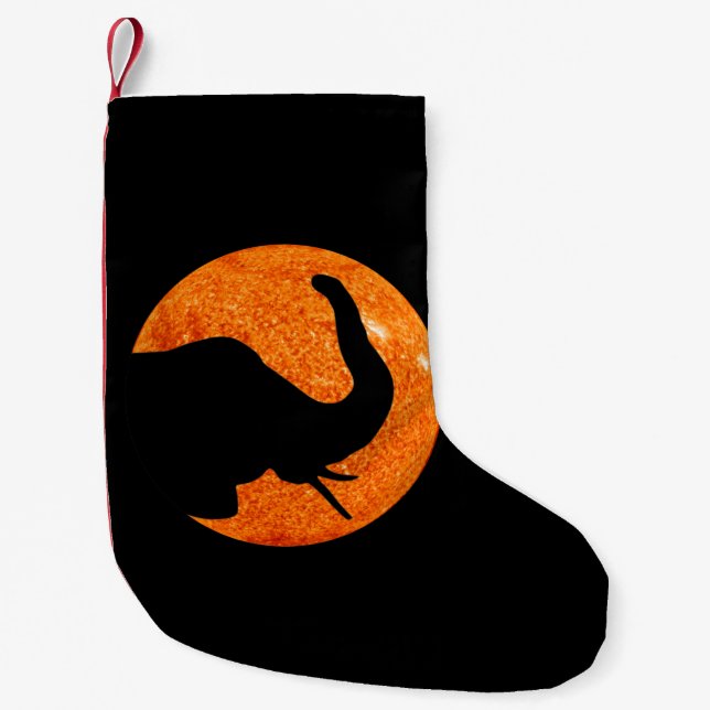 Elephant Profile Solar Eclipse Small Christmas Stocking (Front)