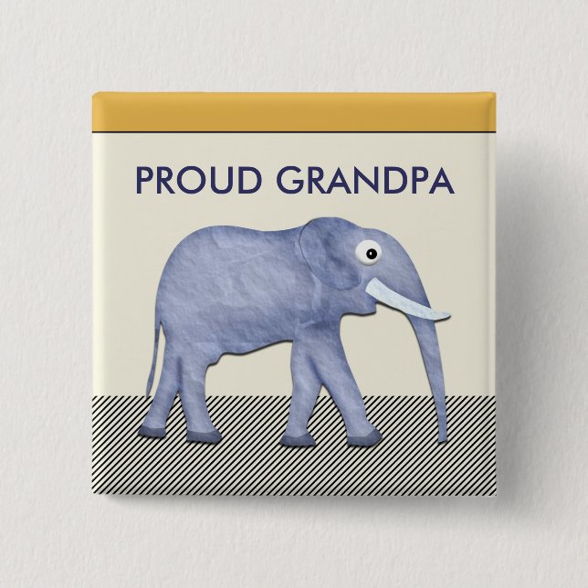 Elephant Proud Grandpa Button (Front)