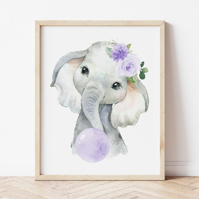 Elephant, Purple Bubble Gum, Gender Neutral Photo Print (Creator Uploaded)