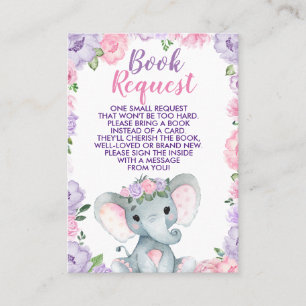 Elephant purple pink Diaper Raffle Ticket Floral
