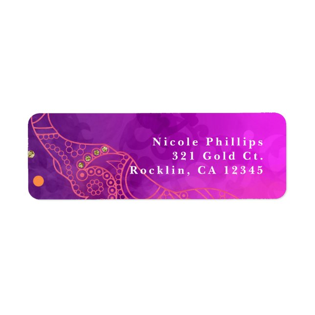 Elephant Purple Pink Orange & Gold Invitation (Front)