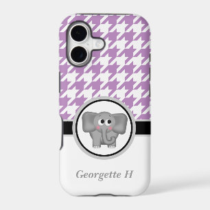 Elephant Purple & White Houndstooth iPhone 5 Case