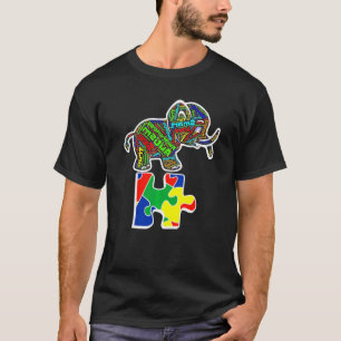 Elephant Puzzle Pieces Love World Autism Day T-Shirt