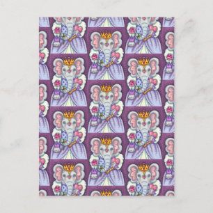 ELEPHANT QUEEN OF HEARTS AND ROSES ROYAL VALENTINE HOLIDAY POSTCARD
