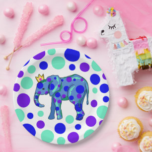 Elephant Queen with Polka Dots Paper Plates