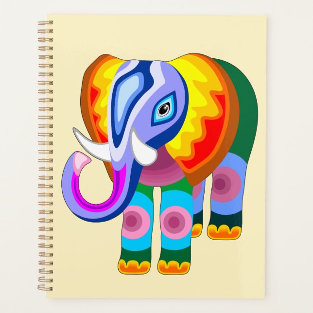 Elephant Rainbow Colors Patchwork Planner (Front)