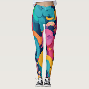 Elephant Rainbow Colourful Personalized Pattern Leggings