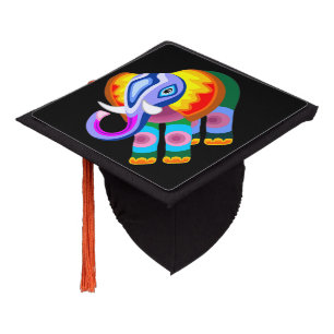 Elephant Rainbow Colours Patchwork Graduation Cap Topper
