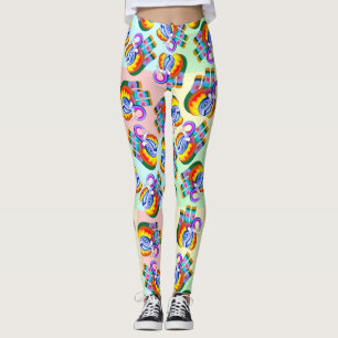 Elephant Rainbow Colours Patchwork Leggings