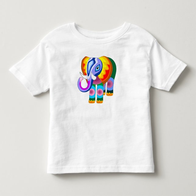 Elephant Rainbow Colours Patchwork toddler tee (Front)