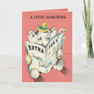 Elephant Reading Birthday Card Newspaper