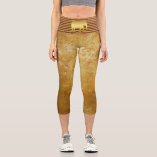 Elephant Retro Gold Capri Leggings