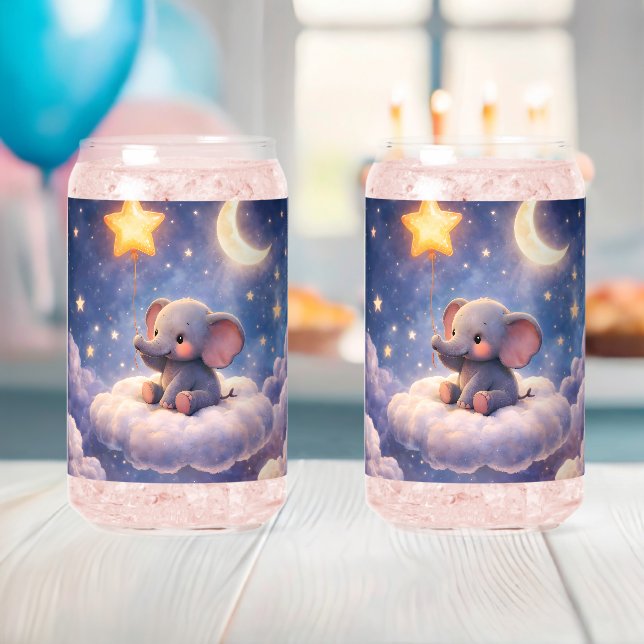 Éléphant rêveur et étoiles de minuit pot de 16 onc (Insitu (Baby Shower))