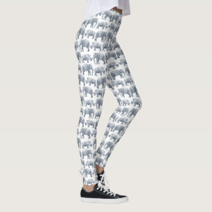 Elephant Rhino Watercolor pattern Leggings