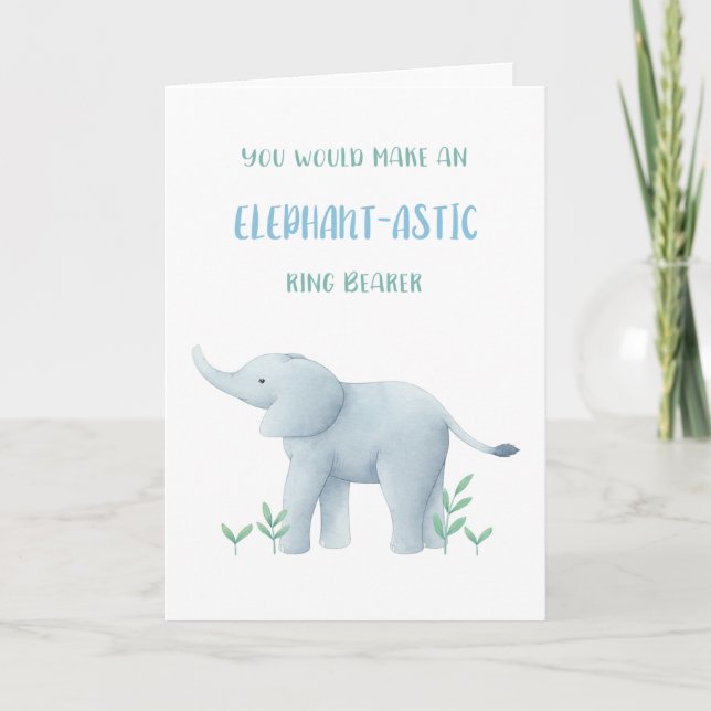 Elephant Ring Bearer Proposal Card (Front)
