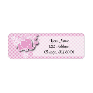 Éléphant rose et blanc de bébé de plaid