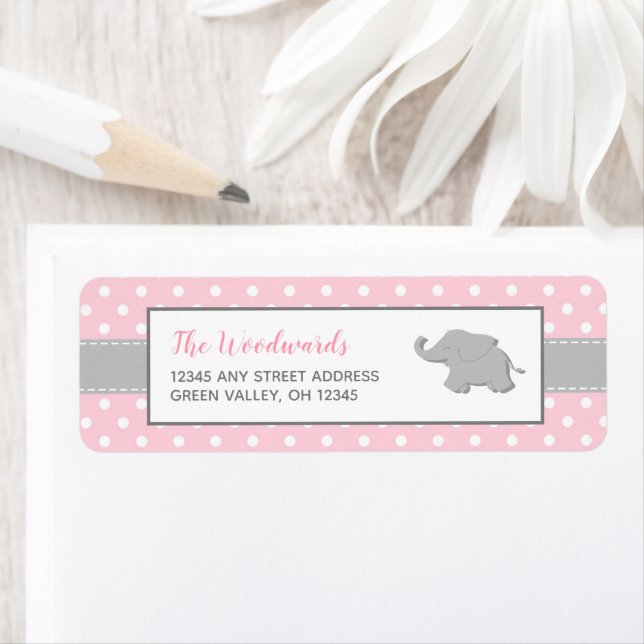 Eléphant rose Gris Polka Dot Girl Baby shower (En situation)