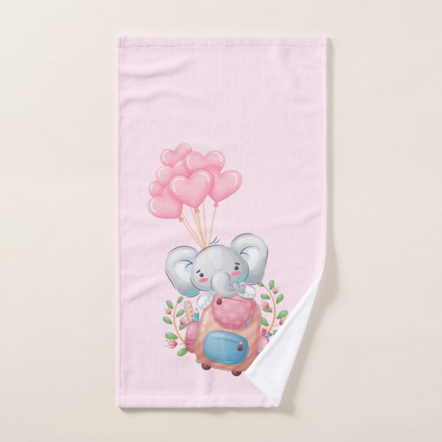 Eléphant rose mignon (Serviette à main)