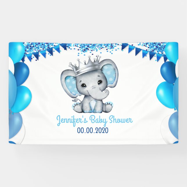 Éléphant royal avec douche à banderole en argent d (Horizontal)