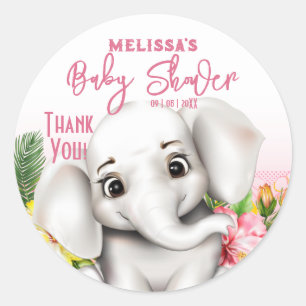 Elephant Safari Tropical Jungle Baby Shower Classic Round Sticker