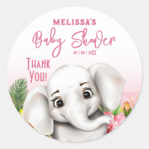 Elephant Safari Tropical Jungle Baby Shower Classic Round Sticker