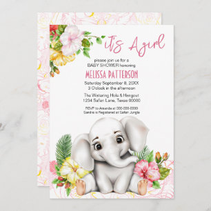 Elephant Safari Tropical Jungle Baby Shower Invitation