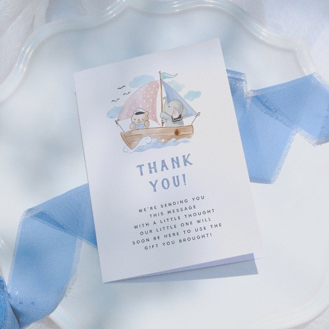 Elephant Sailboat Baby Shower Thank You (Creator Uploaded)