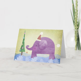 Elephant & sapin de Noël - carte