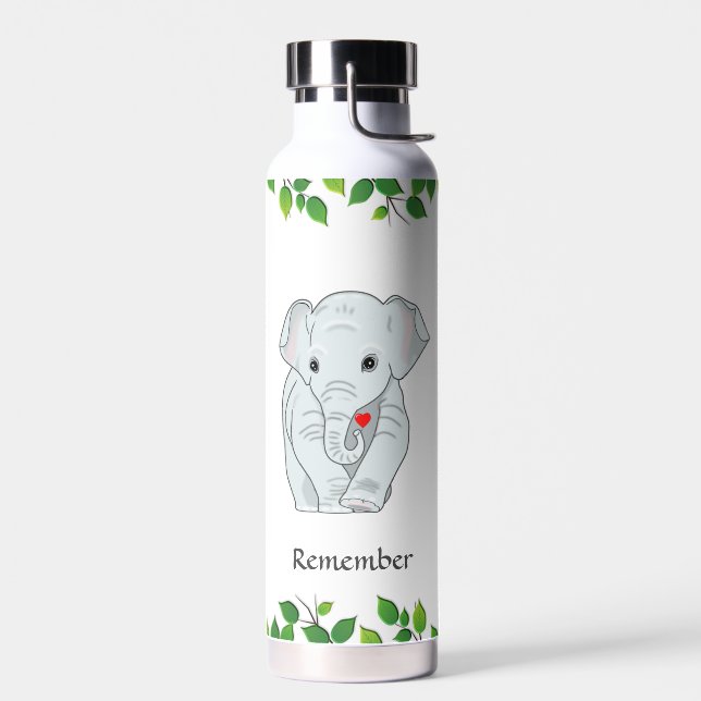 Eléphant sauvage mignon sur bouteille d'eau blanch (Gauche)