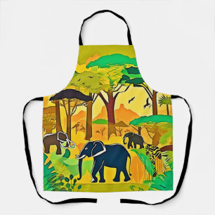 Elephant Savanna Jungle Art Apron