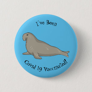 Elephant seal cartoon illustration 2 inch round button