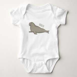 Elephant seal cartoon illustration  baby bodysuit