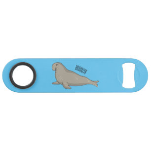 Elephant seal cartoon illustration bar key