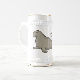 Elephant seal cartoon illustration beer stein