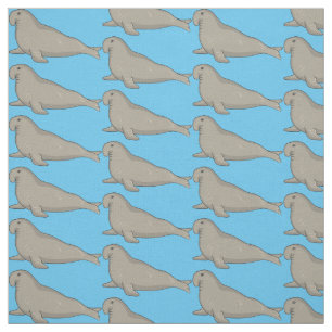 Elephant seal cartoon illustration fabric