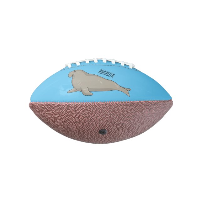 Elephant seal cartoon illustration  football (Rotated 270)