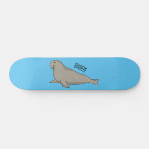 Elephant seal cartoon illustration skateboard