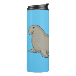 Elephant seal cartoon illustration thermal tumbler